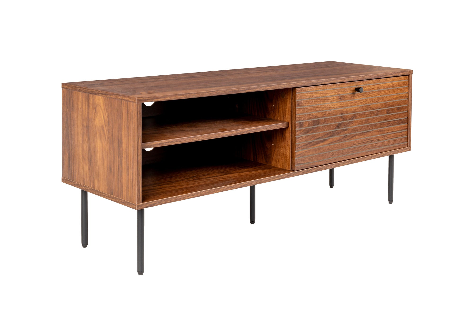 Stripes Walnut Brown Wood TV Unit